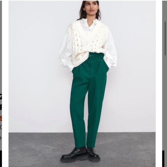 ZARA High Waisted Belted Trousers - Picture 6 of 9